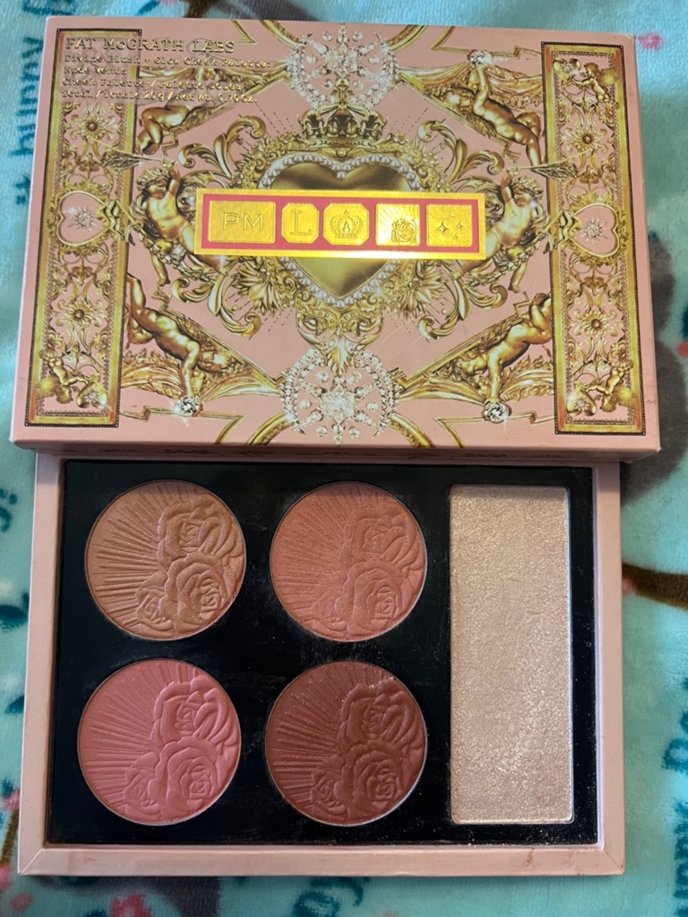 Barely Used Pat McGrath Premium Blush & Highlight Palette - Pink Rose Tones